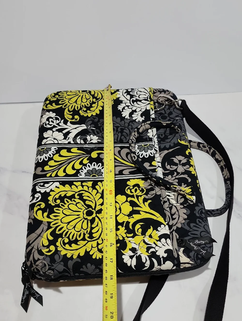 Vera Bradley Stylish Black and Yellow Floral Laptop Case Bag